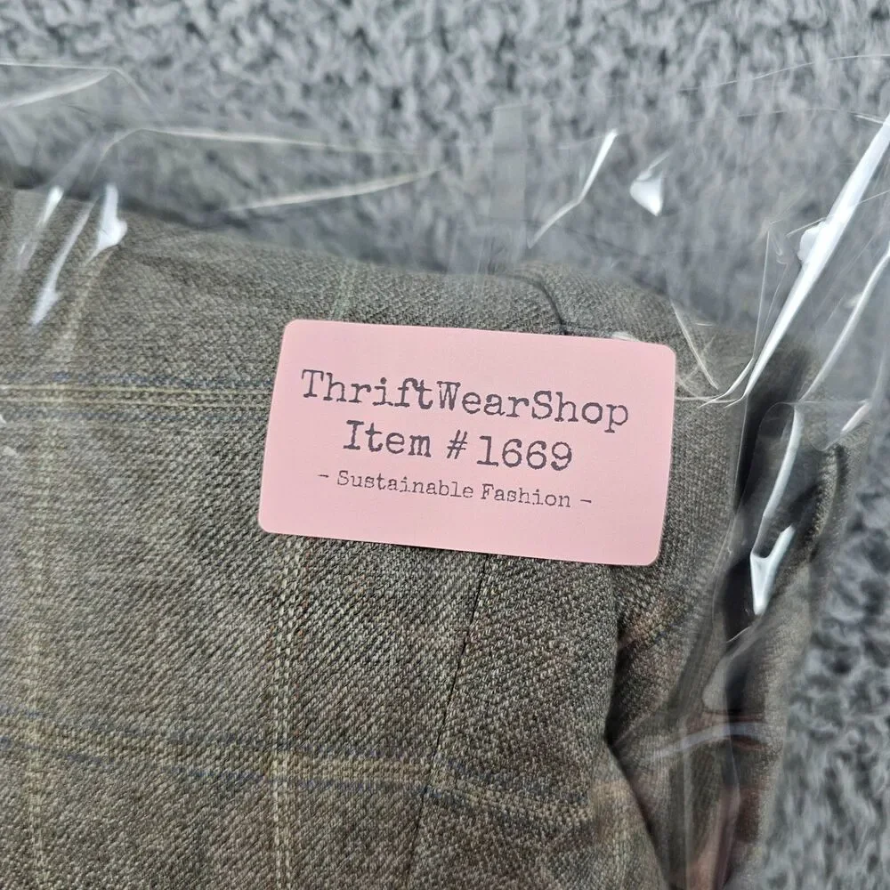 Pendleton Blazer Mens 42L Long Khaki Wool Pane Check Sport Coat Jacket 2 Button